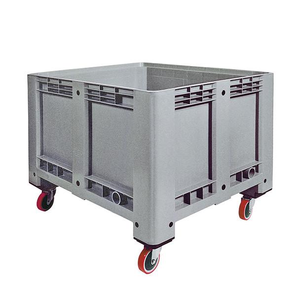 Caisse palette plastique rigide pleine - 4 roues 1200 x 1000 x 910 mm Gris - Réf : CAI123CP1210024_0