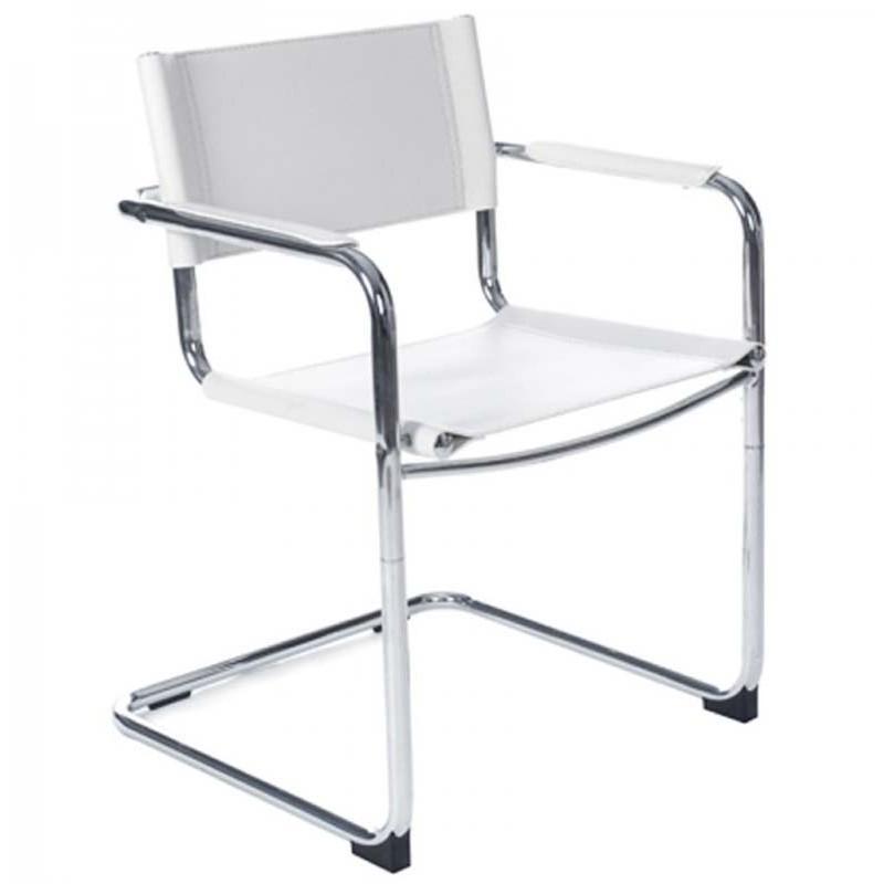 Chaise de bureau design 78cm blanc - Paris Prix - look rétro et assise confortable_0