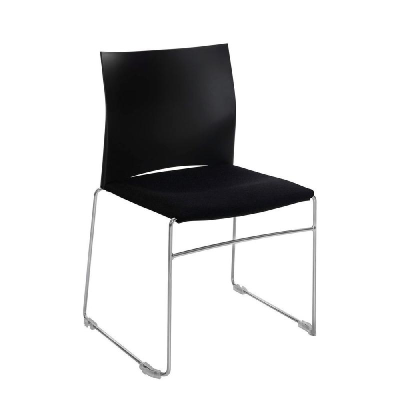 CHAISE DE REUNION ET VISITEUR GIULIA - DOSSIER EN POLYPROPYLENE NOIR - ASSISE EN TISSU M1 NOIR - PIETEMENT FIL CHROME METAL - LOT DE 4