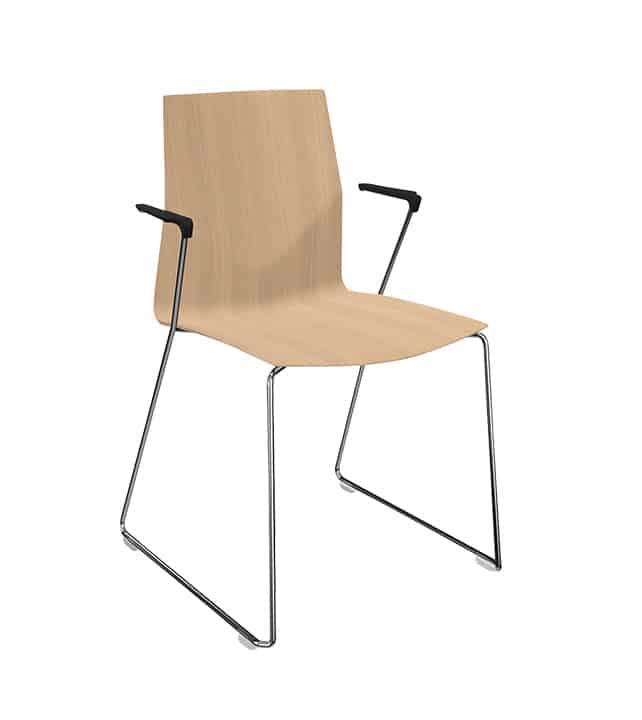 Chaise empilable Fourcast2® Line - dossier flexible en V, 8 couleurs disponibles, patins en téflon_0