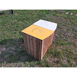 Corbeille jumeaux en pin traité autoclave classe 4 - capacité 2 x 100 L - couvercle en 3 coloris_0