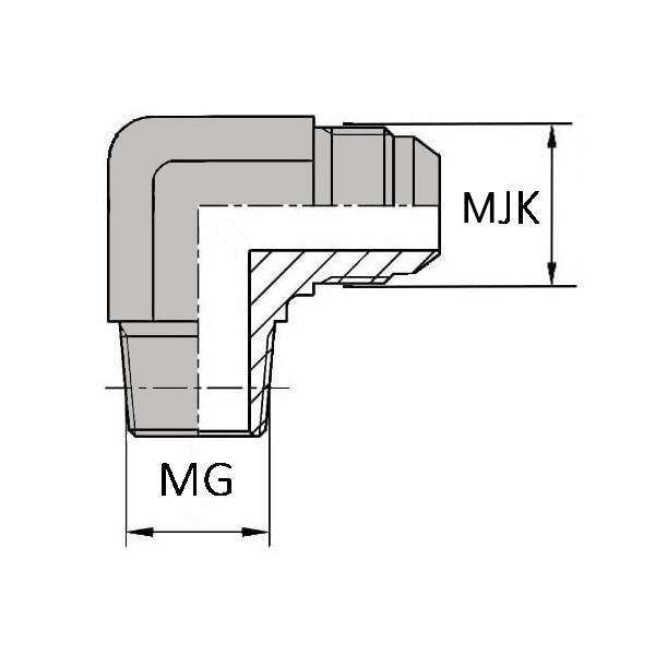 Coude 90° mâle gaz conique x mâle JIS Komatsu® - WCMCOMKO90414 - CMGCO1/4 / MKO (JIS) 14X150 90_0