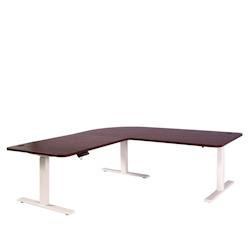 Décoshop26 - Bureau d'angle table d'ordinateur réglable en hauteur électriquement 178x178cm 84kg MDF cerise et métal blanc 04_0001397 - blanc 3000_0