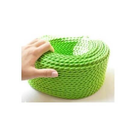 Fil électrique tressé vert pomme - Look rétro vintage en tissu - Câble 0.75 mm vendu au mètre_0