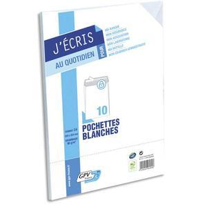 Gpv paquet de 10 pochettes vélin blanc fond gris 90g auto-adhésives format c4 229x324mm référence 6629_0