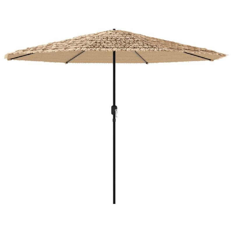 Helloshop26 - Parasol de jardin avec mât robuste mécanique à manivelle 388 x 388 x 248 cm en polyester marron 02_0056408 - marron acier 3000239511978_0