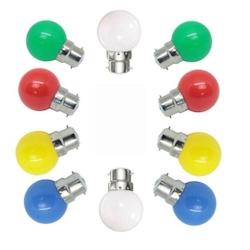 Illupro Lot de 10 Ampoules Guinguette B22 1W Multicolores et blanc chaud LED à baïonnettes plastique professionnelle - multicolore 3760430850886_0