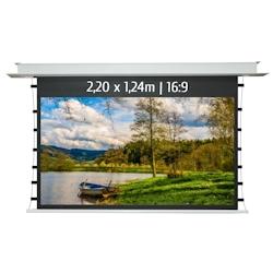 KIMEX Ecran de projection motorisé encastrable tensionné 2,20 x 1,24m - Format 16:9 - Wi-Fi - aluminium 3700685413597_0