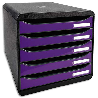 MODULE DE CLASSEMENT EXACOMPTA IDERAMA - 5 TIROIRS - L27,8 X H26,7 X P34,7 CM - NOIR/VIOLET GLOSSY