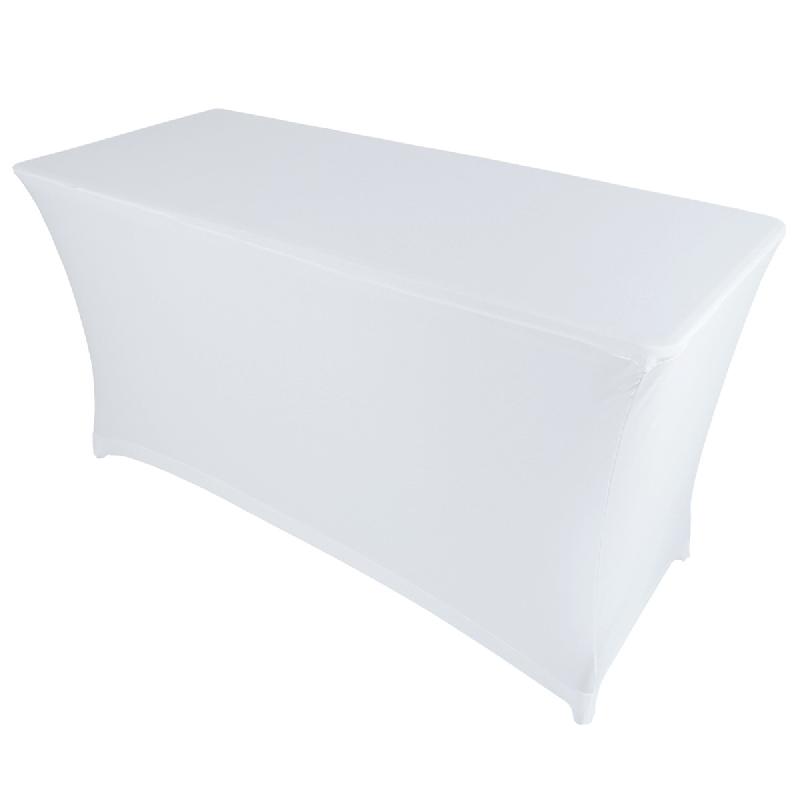 Nappe élastique pour table pliante 180 cm avec réhausseurs blanche_0