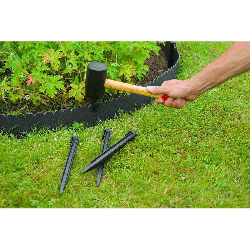 Nature ensemble de bordure de jardin h13 cm x 12 m avec piquet noir 447505_0