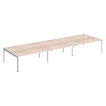Pôle 6 bureaux droits Teamline L 540 cm - plateaux chêne clair piètement métal blanc arche_0