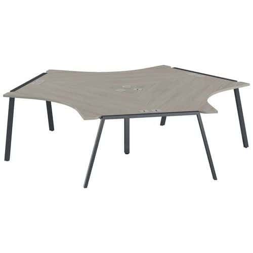 PACK 3 POSTES SYMÉTRIQUES 120 GARY PIED ANTHRACITE PLATEAU CHÊNE GRIS - MBA