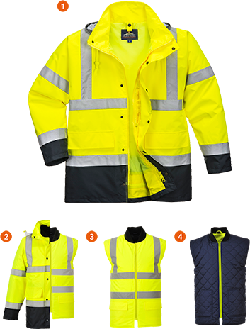 Parka hi-vis bicolore contrastée trafic 4 en 1 jaune marine S471 - certifiée CE, bandes réfléchissantes, 8 poches, capuche détachable - taille L_0