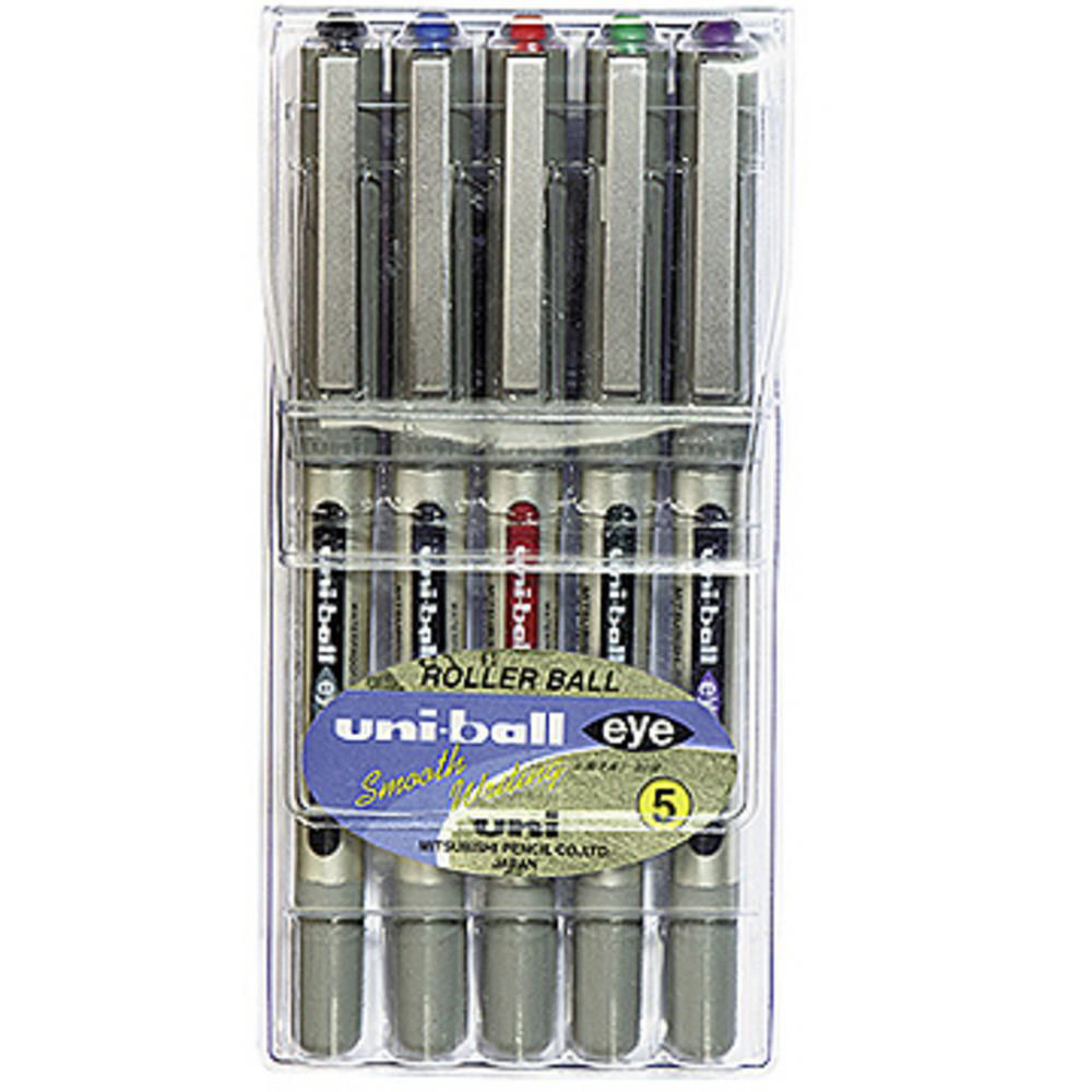 POCHETTE DE 5 STYLOS FEUTRE A BILLE UNIBALL EYE UB157 - POINTE METAL FINE - ASSORTIS