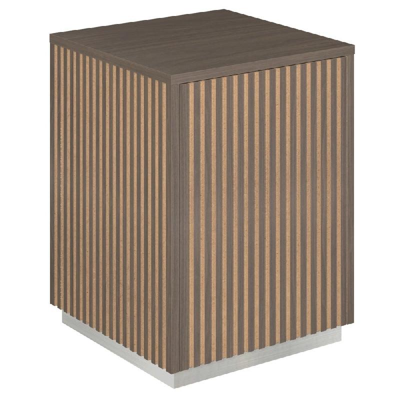 Podium 1 porte push-pull Vertigo T01 MDF naturel et noyer foncé 45x45x60cm_0