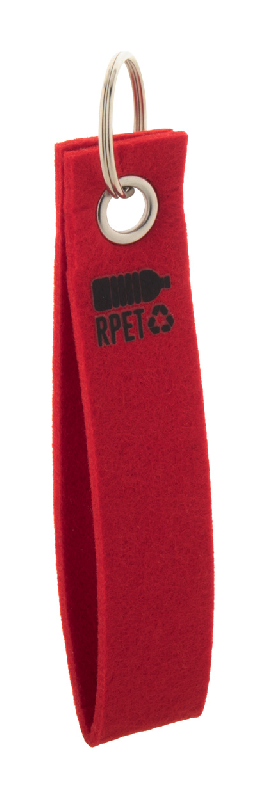 Porte-clés publicitaires en feutrine RPET - rouge - avec anneau en métal - labélisé RPET_0