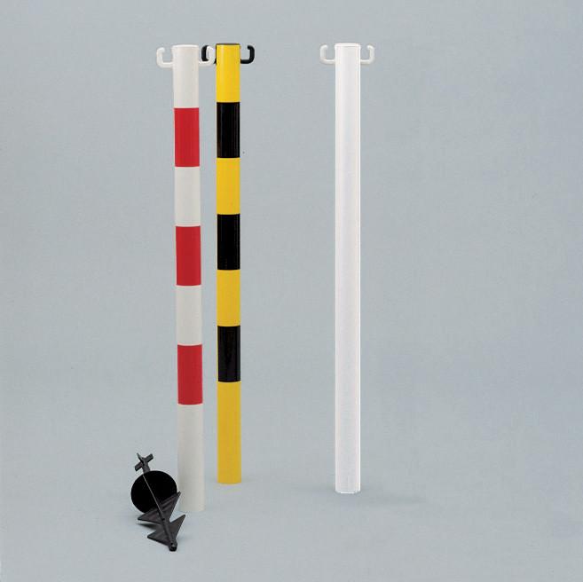 POTEAU DE SIGNALISATION PVC ROUGE ET BLANC SUR POINTE À ENFONCER