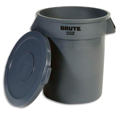 POUBELLE COLLECTEUR RUBBERMAID EN POLYETHYLENE - 75 L - H 58 CM - GRIS