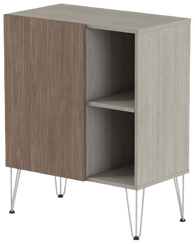 RANGT. MI-HAUT JAVA 80 CM 1 PTE 2 NICHES CHÊNE GRIS/NOYER - MANUTAN COLLECTIVITÉS