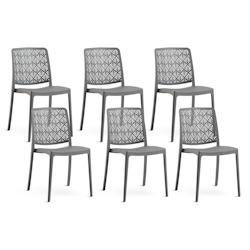 RATTATAN Set 6 Chaises Empilables en Polypropylène avec fibre de verre pour Jardin ou intérieur, hydrofuges et résistantes, design moderne - YARA -_0