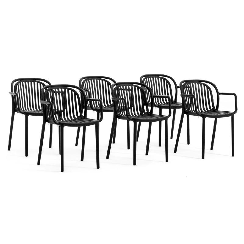 RATTATAN Set de 6 chaises avec accoudoirs en résine renforcée de fibre de verre, design moderne, empilables pour jardin, bar, restaurant, cuisine �_0