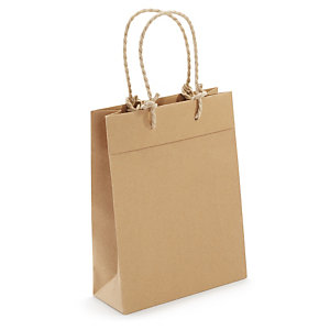SAC KRAFT RECYCLÉ À POIGNÉES TRESSÉES 20 X 26 X 8 CM