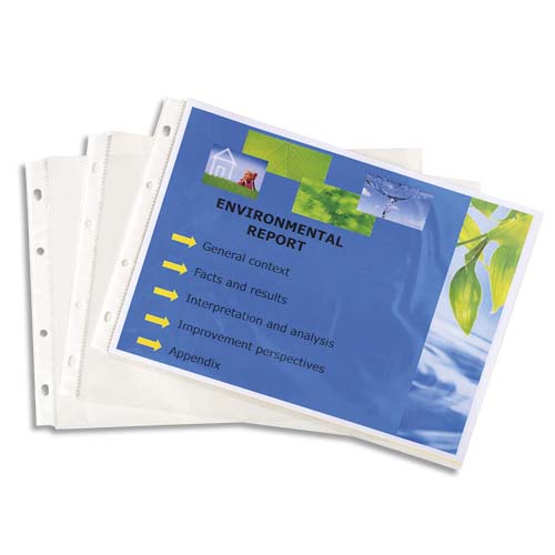 Oxford Lot de 10 Pochettes perforées capacité extensible avec Rabat de  Protection 11 Trous PVC Lisse A4 Incolore