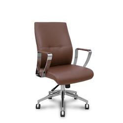 Sillón confidente Ergo540CS sincro similpiel marron base cromo ruedas cromadas - multi-matériau 540CSSP363BARC60_0