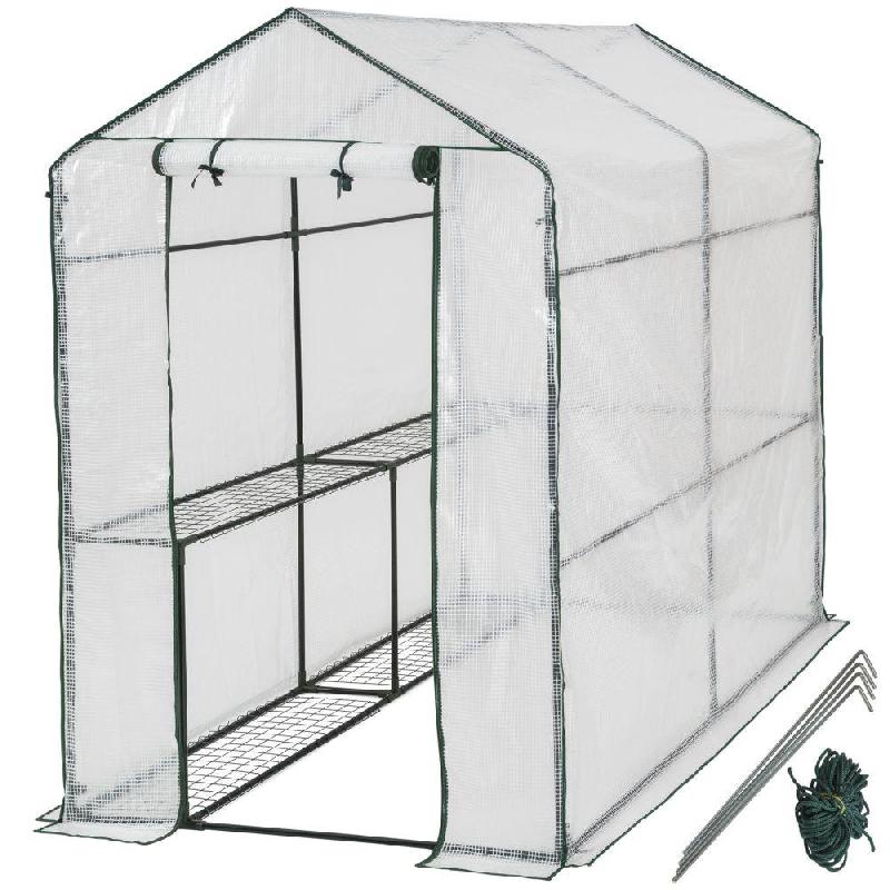 Serre de jardin souple 2,23 m² - cadre acier thermo-laqué et bâche armée transparente/blanche - Helloshop26 1608016_0