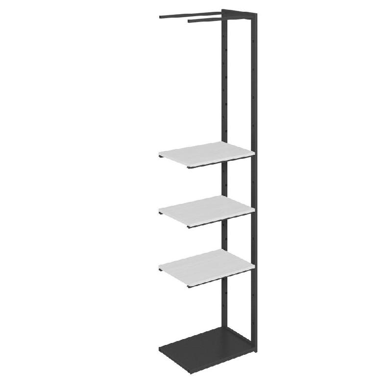 Suite structure Cage noir base métal 58x40x240cm 3 tablettes noyer clair_0