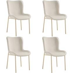 Tectake 4 chaises rembourrées en velours forme ergonomique blanc/doré - 405648 - beige polyester 405648_0