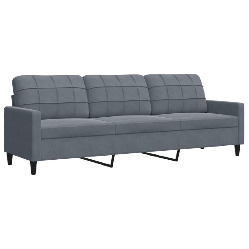 VidaXL Canapé à 3 places Gris foncé 210 cm Velours Modèle Hervonia - 4007645_0