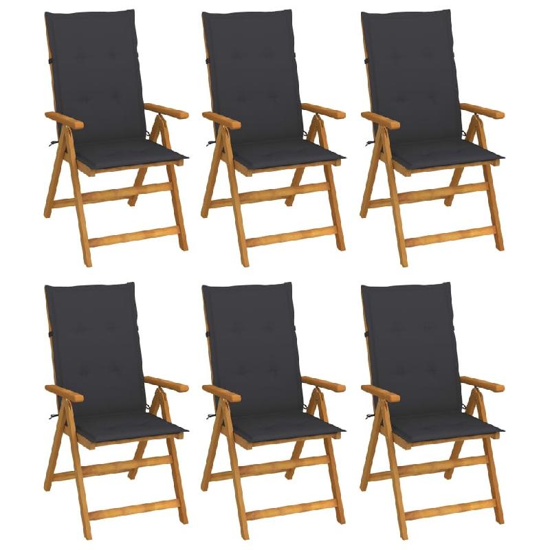 VidaXL Chaises Pliables De Jardin Lot De 6 Avec Coussins Bois D Acacia - gris 3064119_0