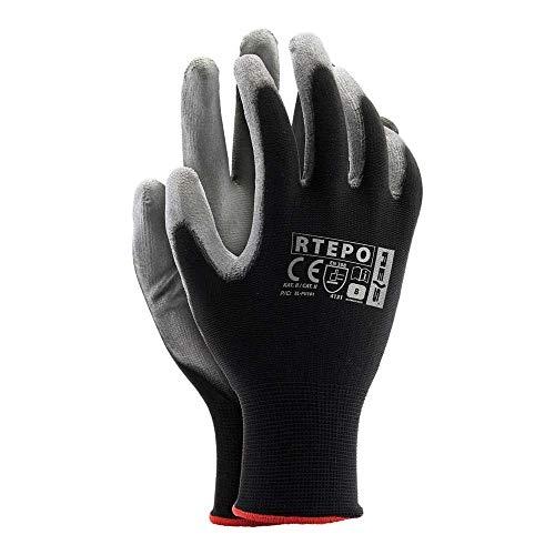 Gants de protection REIS RTEPO_BS7 - Lot de 12 - Noir/Gris - Taille 7 - Résistance à l'abrasion et déchirures_0