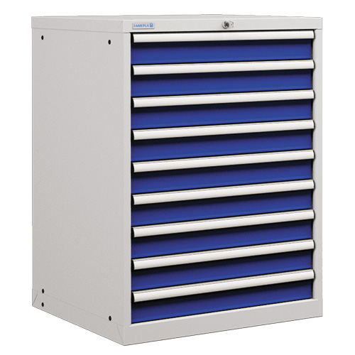 Armoire 9 tiroirs - Hauteur 1000 mm - Structure monobloc en tôle et charge de 200 kg par tiroir_0