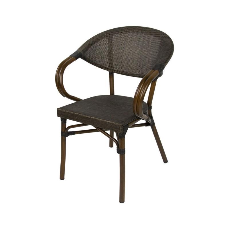 CHAISE DE JARDIN TEXTILÈNE AVEC ACCOUDOIR - MARRON PROFESSIONNEL_0