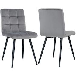 Décoshop26 - Lot de 2 chaises de salle à manger design vintage en tissu velours gris CDS09085 - gris 3001080069601_0