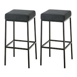 Décoshop26 - Lot de 2 tabourets de bar avec repose-pieds design simple hauteur 80 cm en tissu gris foncé et métal noir 10_0004369 - gris 3000252067650_0