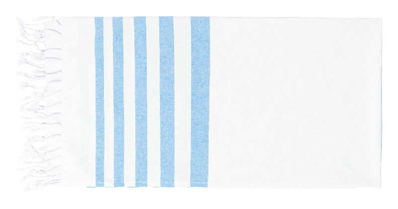 Drap de bain paréo bicolore en coton - 100% coton - 180 g/m² - Couleur bleu clair_0