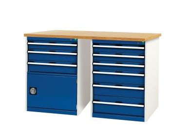Établi standard avec rangement - 2 caissons à tiroirs - réf 410 03 330.11v - plateau multiplex_0