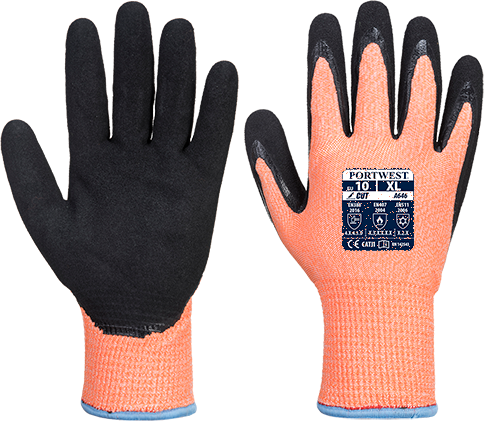 Gants anti-coupures hiver Vis-Tex HR Cut - orange et noir - taille XXL - protection contre le froid et la chaleur_0