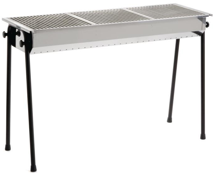 Grill barbecue à charbon de bois - acier inoxydable - 2 grilles indépendantes - surface de cuisson 1050x350 mm_0