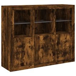 Helloshop26 - Buffet bahut commode armoire meuble de rangement organisateur cuisine salle de séjour salon avec lumières LED 3 pcs 02_0037212 - 30002_0