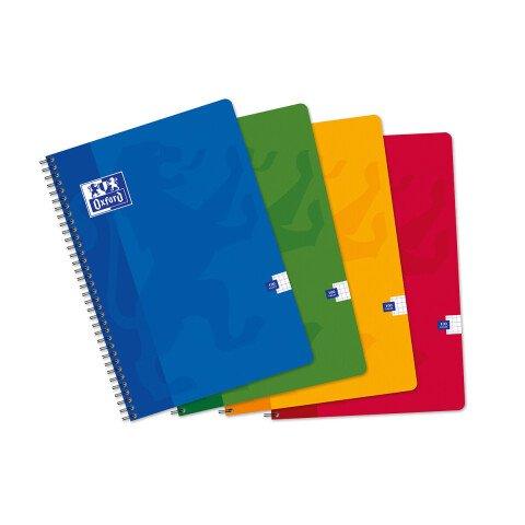 LOT DE 10 - CAHIER OXFORD COLOR LIFE A4 PETITS CARREAUX 5MM 100 PAGES RELIURE SPIRALE COUVERTURE CARTE COLORIS ASSORTIS