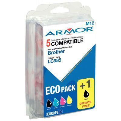 Pack de 5 cartouches d'encre compatibles Brother LC985 - Noir, Cyan, Magenta, Jaune + 1 Noir offert - Garantie 2 ans_0