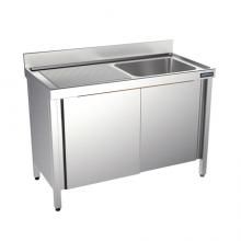 Plonge avec bâti et portes - Distform - acier inoxydable AISI 304 - pieds carrés 40x40 mm - dosseret 105 mm_0