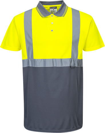 Polo bicolore jaune gris S479 - Vêtement respirant et réfléchissant, certifié CE, UPF 50+, tailles XS à 4XL_0