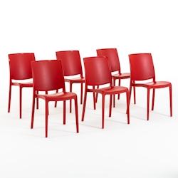 RATTATAN Set 6 Chaises en polypropylène avec fibre de verre empilables pour extérieur et jardin, bar et restaurant, cuisine design moderne - CARMEN_0