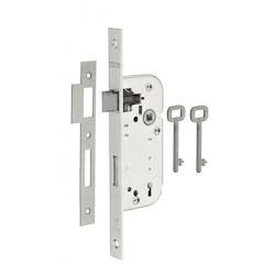 Serrure encastrable à clé pour porte de chambre, axe 40mm, bouts carrés, zingué, 2 clés - THIRARD - gris 3150260101034_0